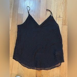 Express Black V-Neck Camisole Tank Top Blouse with Black Velvet Detail - Size S